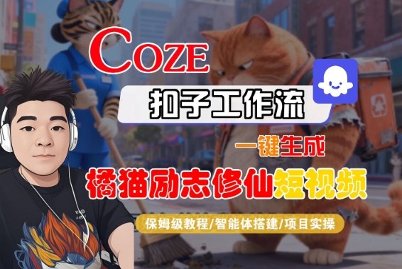Coze扣子智能体工作流一键生成“橘猫励志修仙“短视频，全流程保姆级教学-赛德副业库