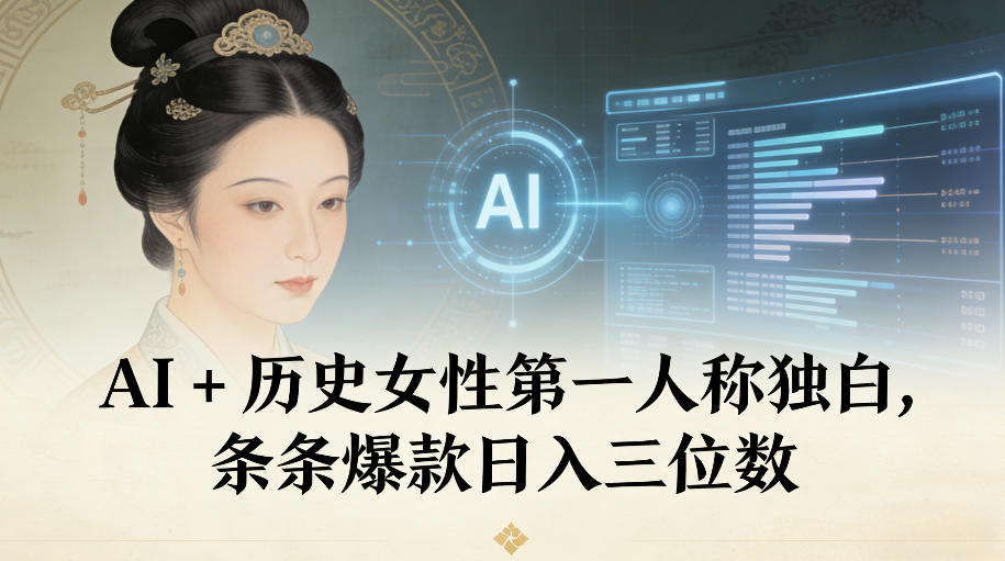 AI+历史女性第一人称独白,条条爆款日入三位数-赛德副业库