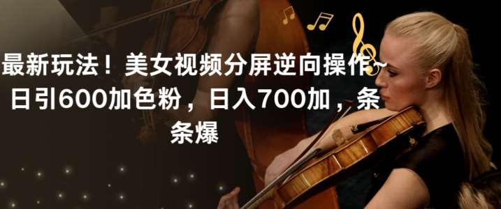 最新玩法！美女视频分屏逆向操作~日引600加色粉，日入700加，条条爆【揭秘】-赛德副业库