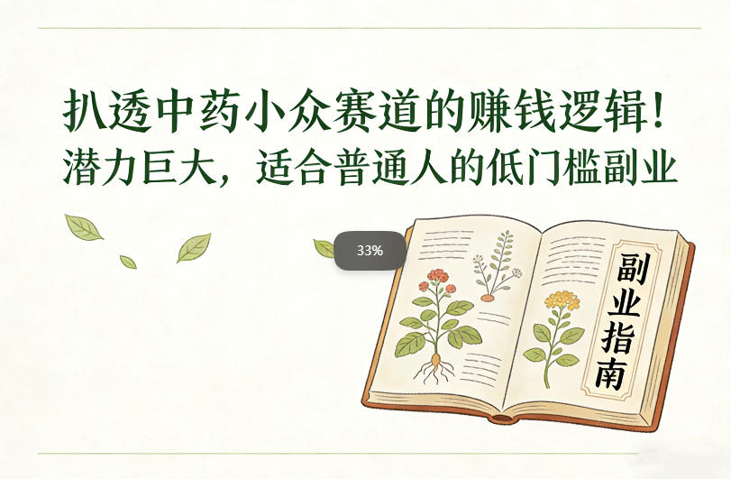 扒透中药小众赛道的賺米逻辑，潜力巨大，适合普通人的低门槛副业-赛德副业库