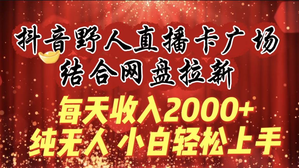 （9504期）每天收入2000+，抖音野人直播卡广场，结合网盘拉新，纯无人，小白轻松上手-赛德副业库