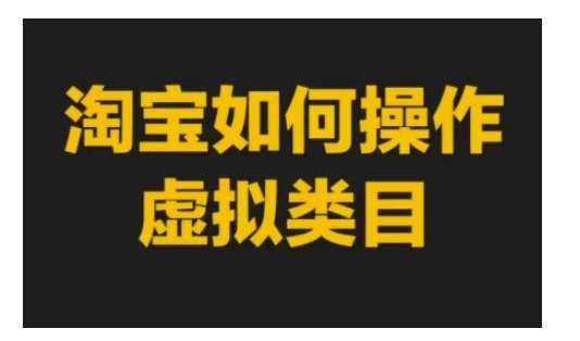 淘宝如何操作虚拟类目,淘宝虚拟类目玩法实操教程-赛德副业库