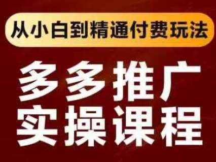 拼多多推广实操课程，从小白到精通付费玩法-赛德副业库