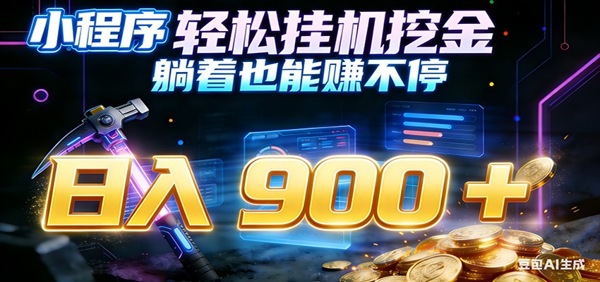 小程序挂机挖金,自动赚金币换现金,多号并行日入900+,轻松搞副业-赛德副业库