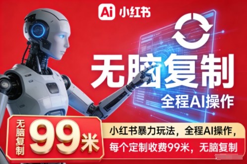 小红书暴力玩法，全程AI操作，每个定制收费99米，无脑复制-赛德副业库