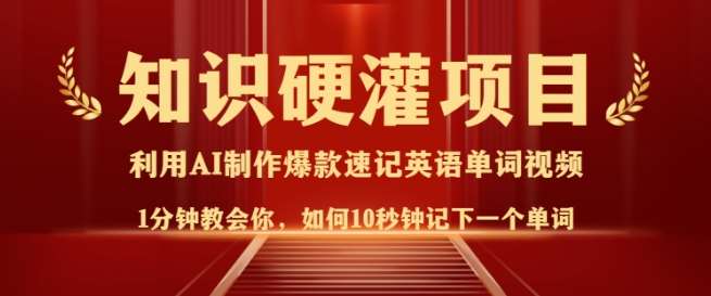 知识硬灌,10秒钟让你记住一个单词,3分钟一个视频,日入多张不是梦-赛德副业库