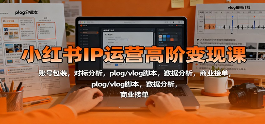 小红书IP运营高阶变现课：账号包装，对标分析，plog/vlog脚本，数据分析，商业接单-赛德副业库