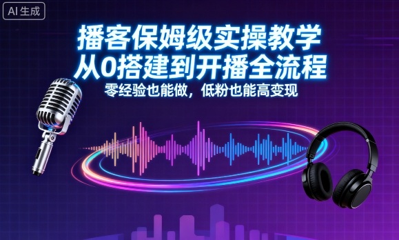 播客保姆级实操教学，从0搭建到开播全流程，零经验也能做，低粉也能高变现-赛德副业库