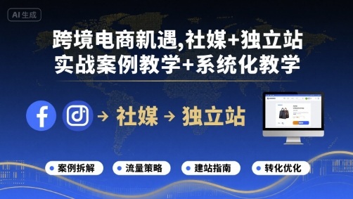 跨境电商新机遇，社媒+独立站，实战案例教学+系统化教学-赛德副业库