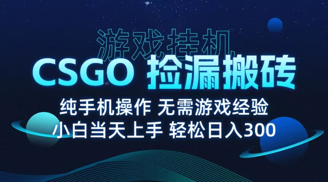 9月最新游戏搬砖，CSGO纯挂机，不需要玩游戏，实现真挂机，月入1W+-赛德副业库