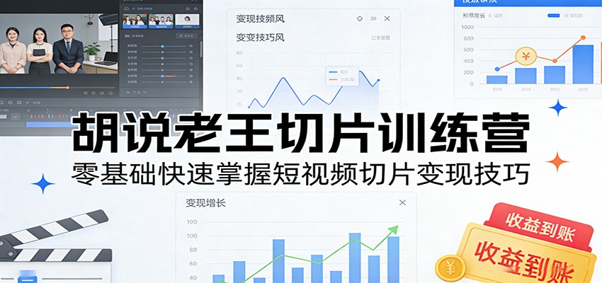 胡说老王切片训练营，零基础快速掌握短视频切片变现技巧-赛德副业库
