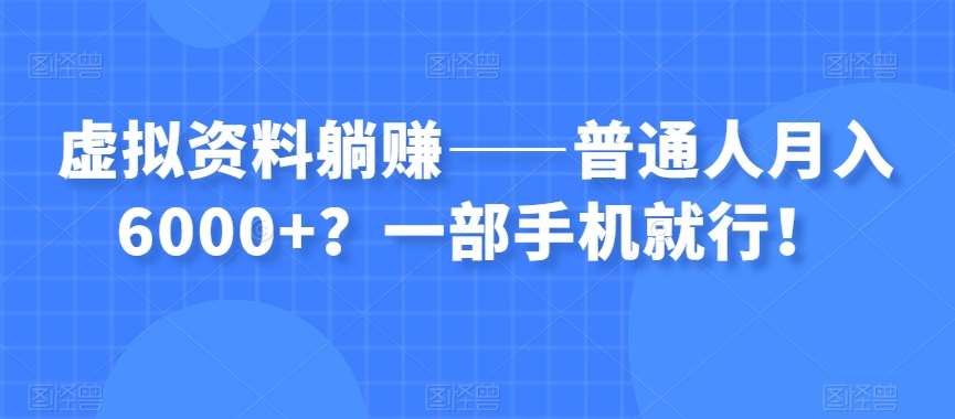 虚拟资料躺赚——普通人月入6000+？一部手机就行！-赛德副业库