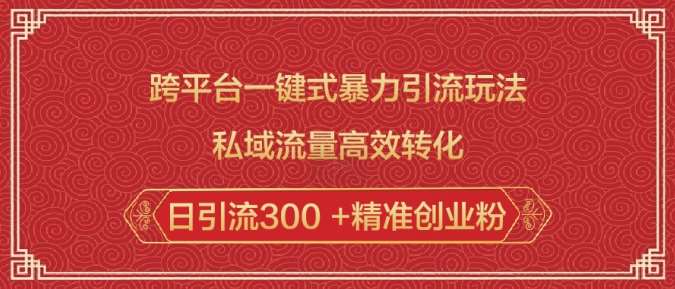 跨平台一键式暴力引流玩法，私域流量高效转化日引流300 +精准创业粉-赛德副业库