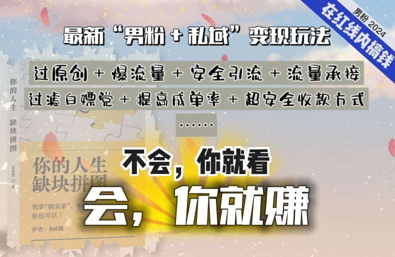 2024，“男粉+私域”还是最耐造、最赚、最轻松、最愉快的变现方式【揭秘】-赛德副业库