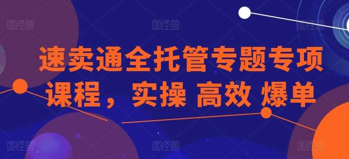 速卖通全托管专题专项课程，实操 高效 爆单-赛德副业库