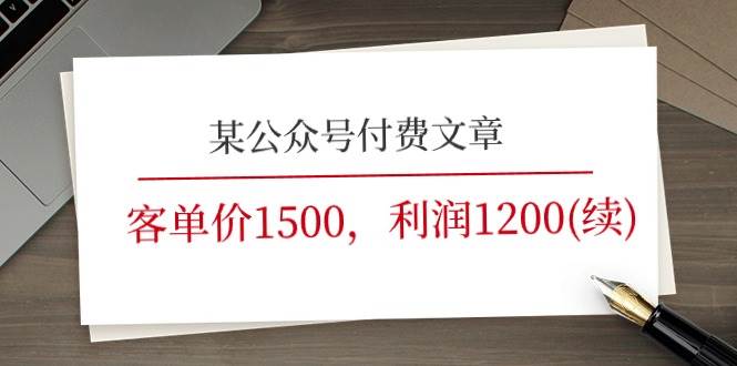某公众号付费文章《客单价1500，利润1200(续)》市场几乎可以说是空白的-赛德副业库