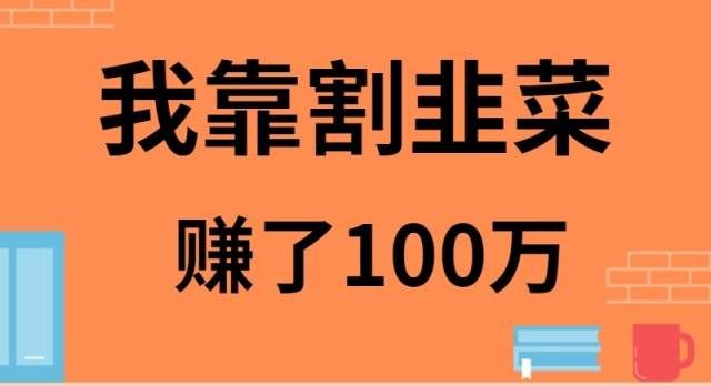 （9173期）我靠割韭菜赚了 100 万-赛德副业库