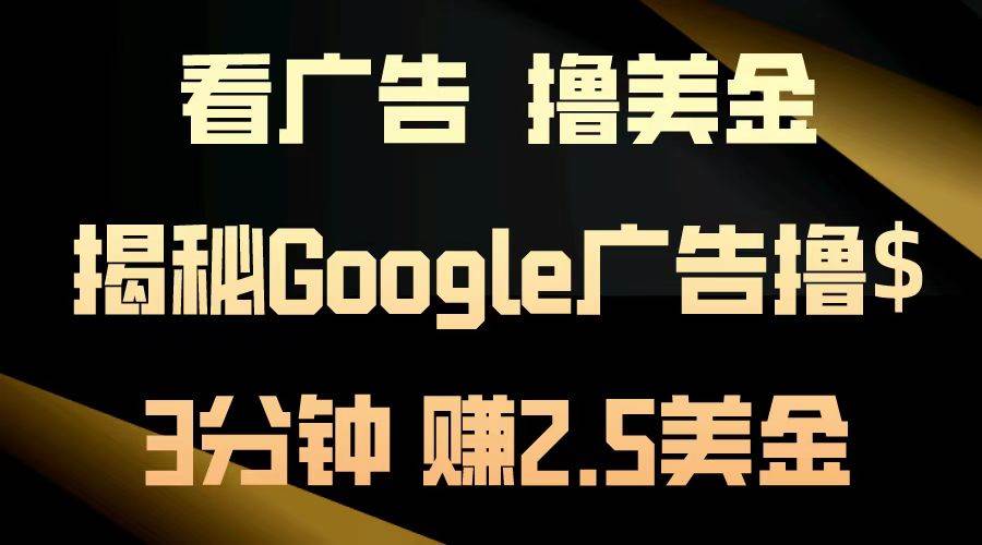 （13114期）看广告，撸美金！3分钟赚2.5美金！日入200美金不是梦！揭秘Google广告…-赛德副业库