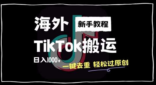 2024最新海外TikTok搬运玩法，一键去重轻松过原创，新手无经验也能日入1k【揭秘】-赛德副业库