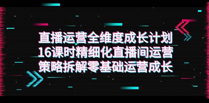 直播运营-全维度 成长计划，16课时精细化直播间运营策略拆解零基础运营成长-赛德副业库