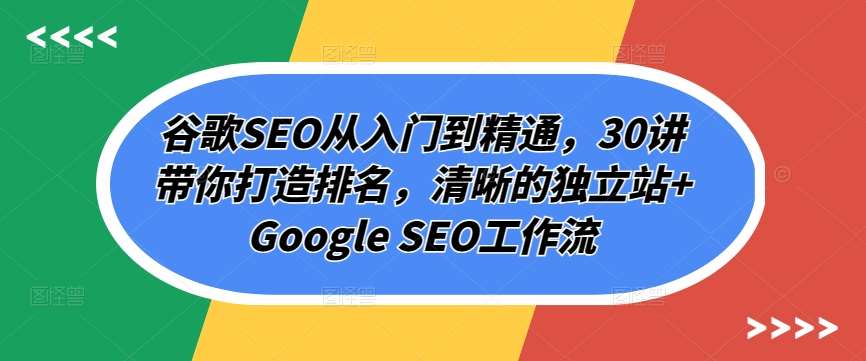 谷歌SEO从入门到精通,30讲带你打造排名,清晰的独立站+Google SEO工作流-赛德副业库