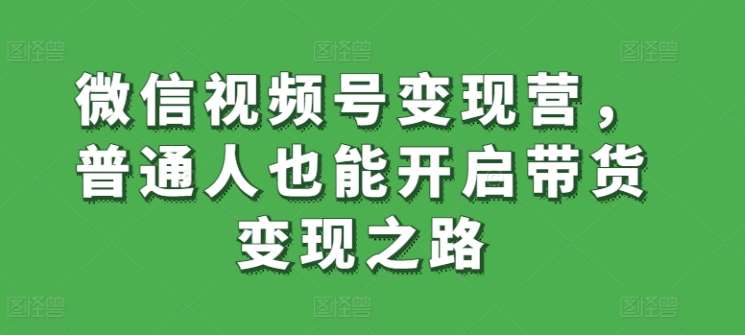 微信视频号变现营，普通人也能开启带货变现之路-赛德副业库