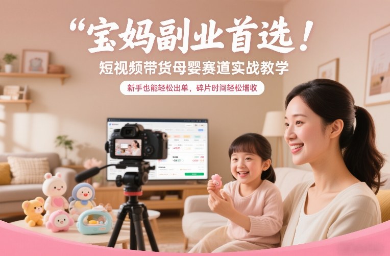 宝妈副业首选!短视频带货母婴赛道实战教学,新手也能轻松出单,碎片时间轻松增收-赛德副业库