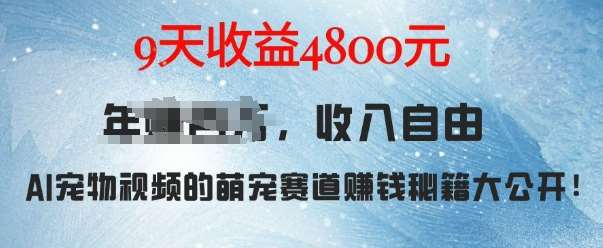萌宠赛道赚钱秘籍：AI宠物兔视频详细拆解，9天收益4.8k-赛德副业库
