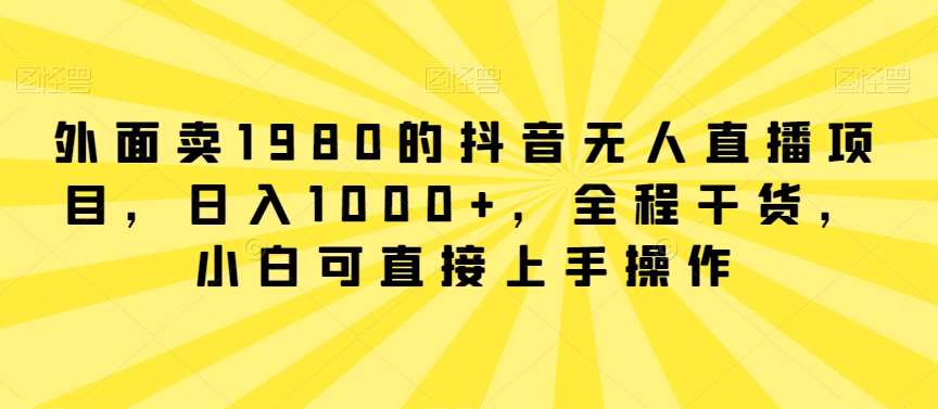 外面卖1980的抖音无人直播项目，日入1000+，全程干货，小白可直接上手操作【揭秘】-赛德副业库
