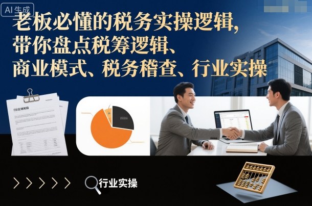 老板必懂的税务实操逻辑，带你盘点税筹逻辑、商业模式、税务稽查、行业实操-赛德副业库