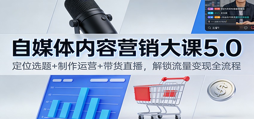 自媒体内容营销大课5.0:定位选题+制作运营+带货直播,解锁流量变现全流程-赛德副业库