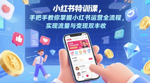 小红书特训课，手把手教你掌握小红书运营全流程，实现流量与变现双丰收-赛德副业库