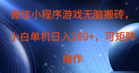 微信小程序游戏无脑搬砖，单设备日入2张+，可矩阵操作-赛德副业库