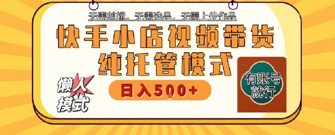 快手小店托管代运营，无需剪辑，无需选品，无需上传作品，全程无需操作，轻松月入5k+【揭秘】-赛德副业库