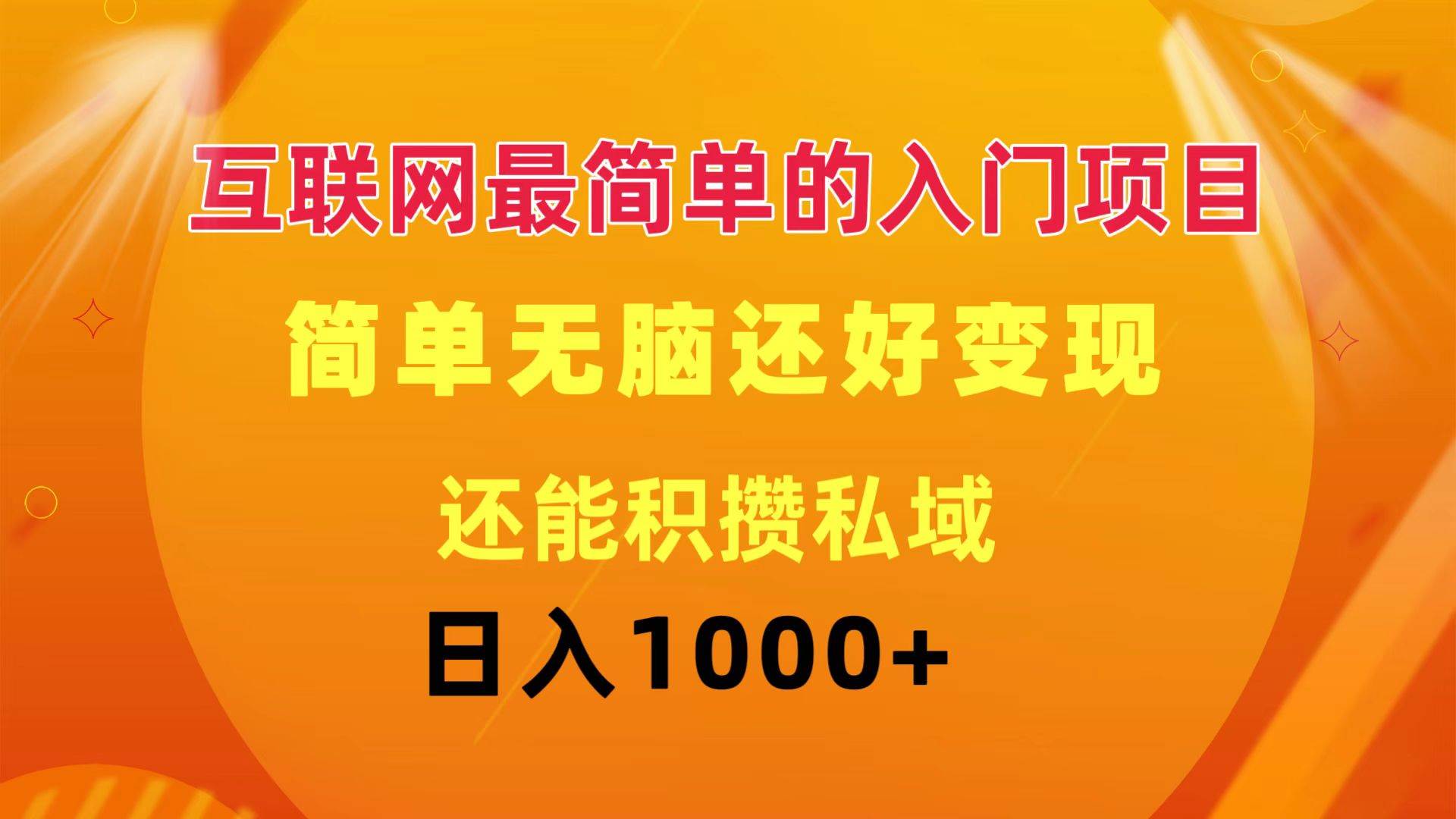 （11922期）互联网最简单的入门项目：简单无脑变现还能积攒私域一天轻松1000+-赛德副业库