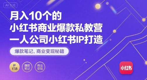 月入10个的小红书商业爆款私教营,一人公司小红书IP打造,爆款笔记,商业变现秘籍-赛德副业库