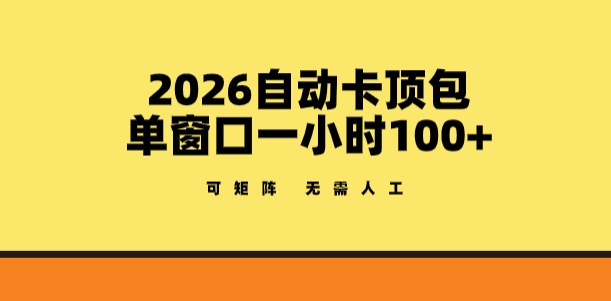 2026自动卡顶包玩法，单窗口一小时100+，可矩阵操作，无需人工【揭秘】-赛德副业库