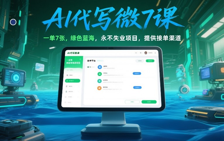 AI代写微课，一单7张，绿色蓝海，永不失业项目，提供接单渠道！-赛德副业库