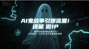 AI鬼故事引爆流量，还能做IP，视频号多渠道收益单日1k+，小白副业、工作室放大的最佳选择-赛德副业库