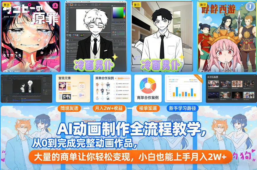 AI动画制作全流程教学,从0到完成完整动画作品,大量的商单让你轻松变现,小白也能上手月入2W+-赛德副业库