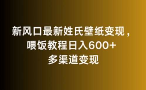 新风口最新姓氏壁纸变现，喂饭教程日入600+【揭秘】-赛德副业库
