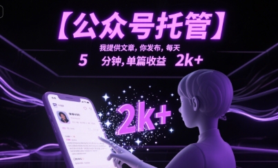 【公众号托管 】我提供文章,你发布,每天5分钟,单篇收益2k+【揭秘】-赛德副业库