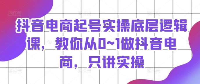 抖音电商起号实操底层逻辑课，教你从0~1做抖音电商，只讲实操-赛德副业库