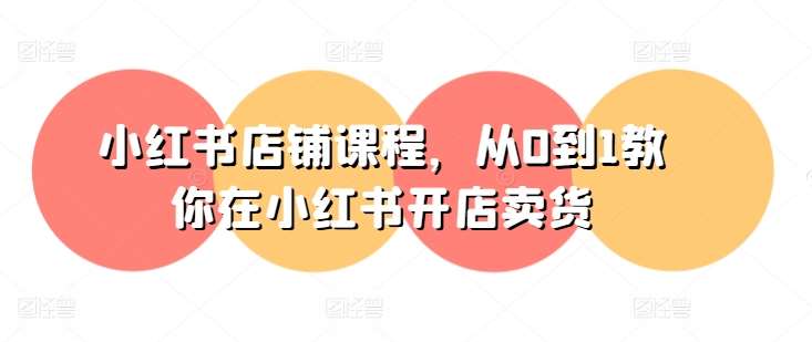 小红书店铺课程,从0到1教你在小红书开店卖货-赛德副业库