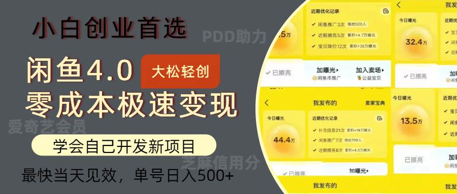 （12434期）闲鱼0成本极速变现项目，多种变现方式 单号日入500+最新玩法-赛德副业库