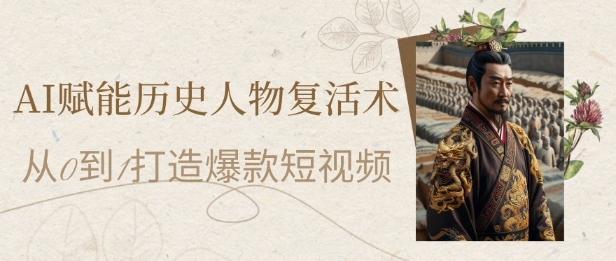 AI赋能历史人物复活术:从0到1打造爆款短视频,7天涨粉10W,小白也能月入过1W-赛德副业库