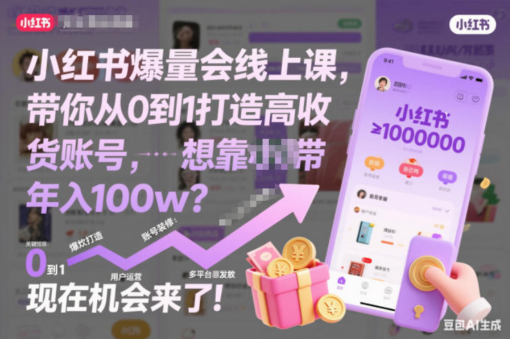 小红书爆量会线上课,带你从0到1打造高收益带货账号,想靠小红书带货年入100w?现在机会来了!-赛德副业库