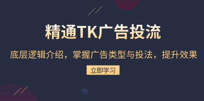 （13641期）精通TK广告投流：底层逻辑介绍，掌握广告类型与投法，提升效果-赛德副业库
