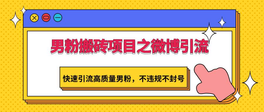 男粉搬砖项目之微博引流,快速引流高质量男粉,不违规不封号-赛德副业库