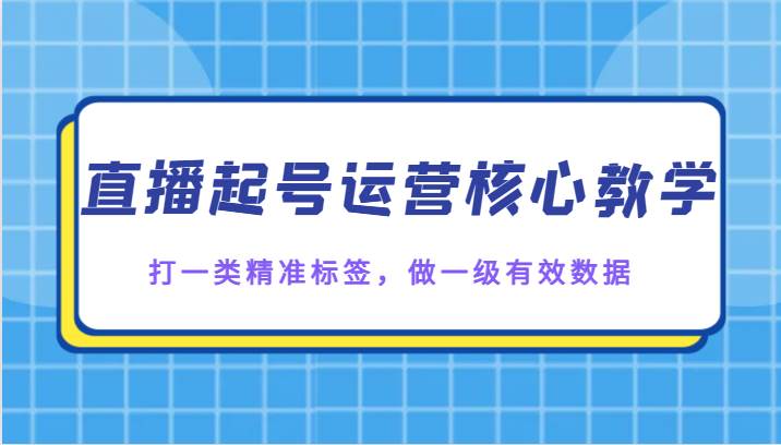 直播起号运营核心教学，打一类精准标签，做一级有效数据-赛德副业库